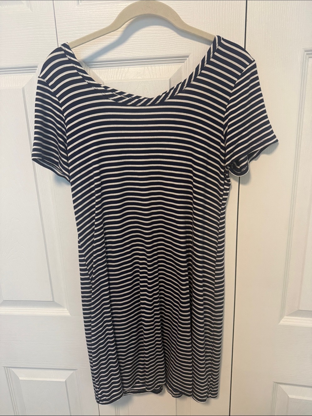 Olivia Rae Black and White Striped Short Sleeve Dress